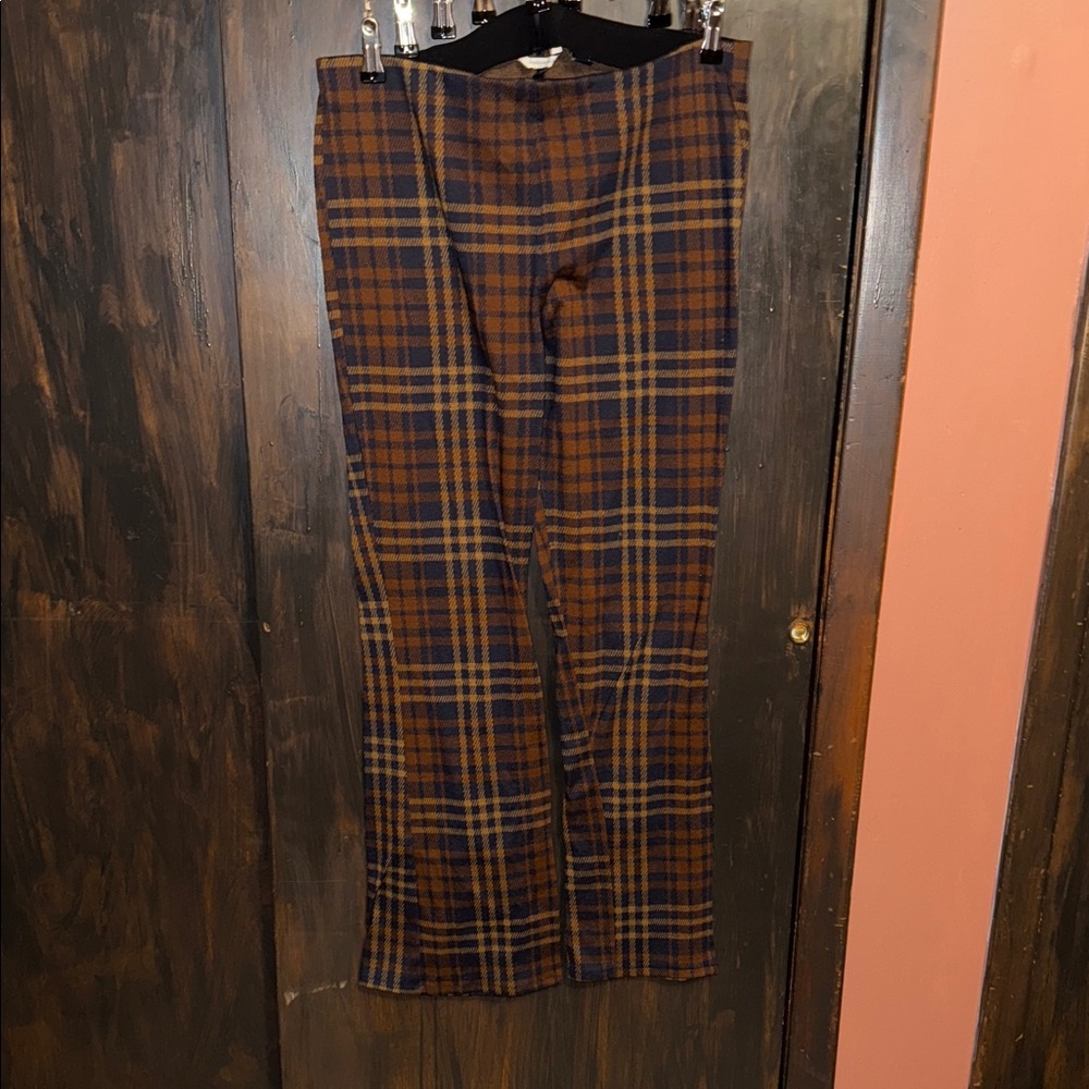 American Eagle Outfitters Plaid Chinos in Brown and Blue